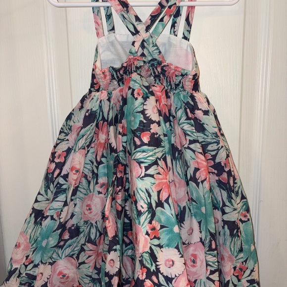 Cynthia Rowley Navy Floral Handkerchief-Hem Dress with Pink & Teal Blooms - Picture 3 of 3